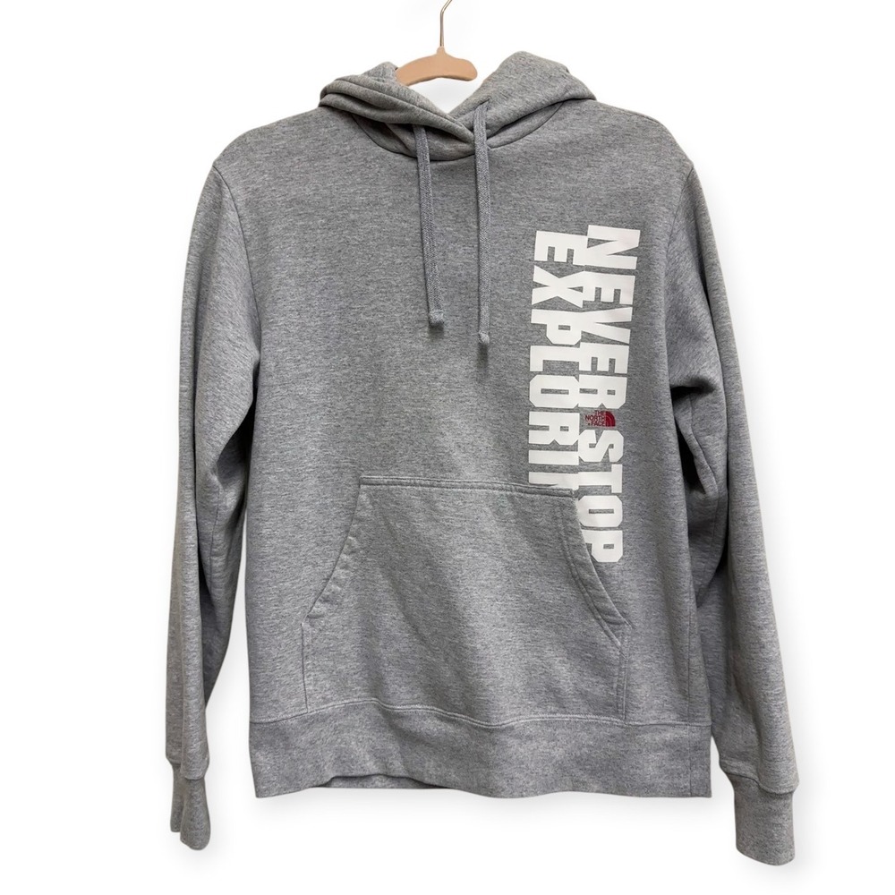 The North Face Never Stop Exploring Hoodie Men's S Gray Graphic Pullover